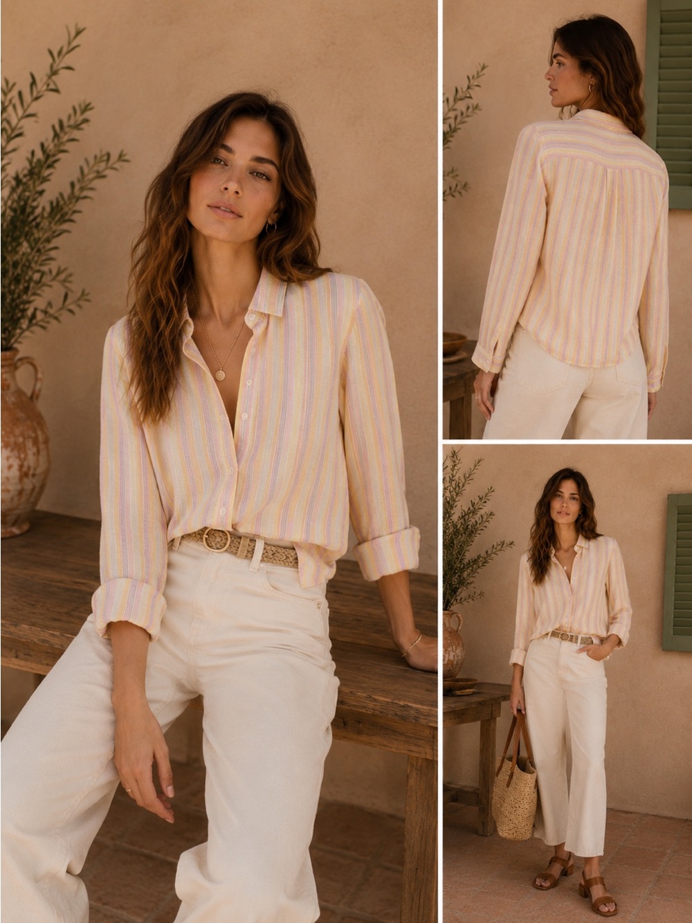 Linen Striped Women's Top 1X Coldwater Creek